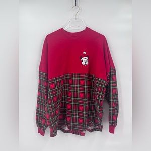 Disney Christmas Holiday 2019 Red Plaid Spirit Jersey Top XL Merry Christmas